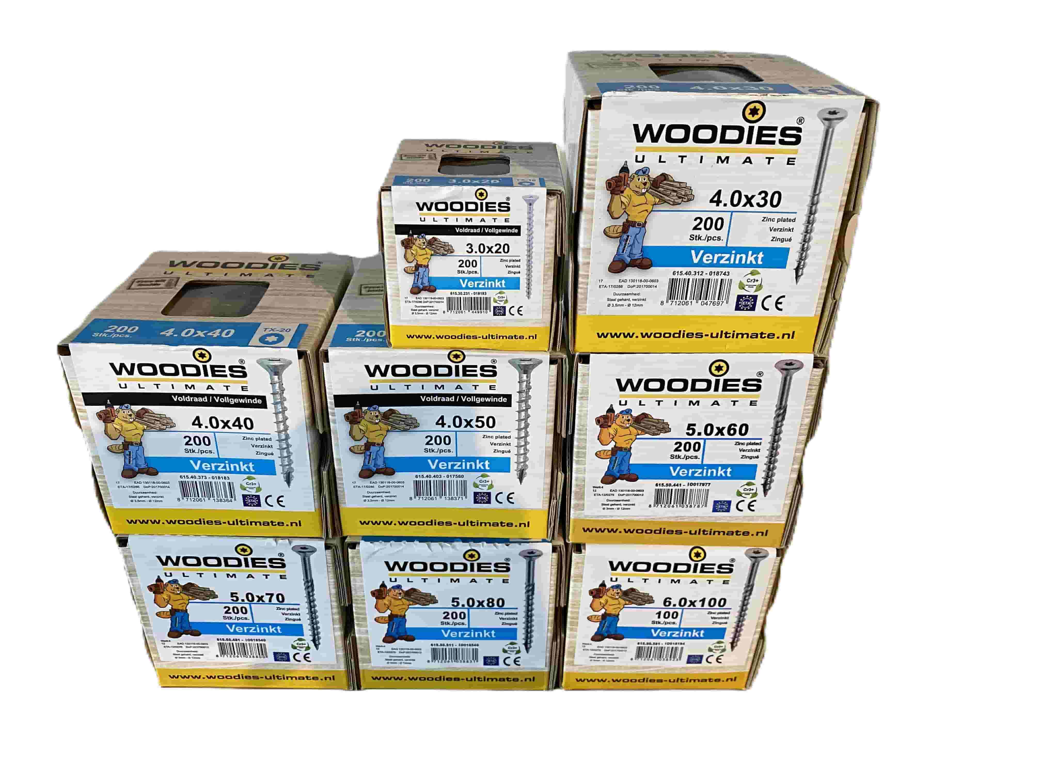 Woodies Schroeven Assortiment Set Universeel (1500-delig) - €80,45 Inclusief Verzendkosten