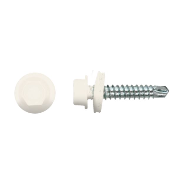 Damwandschroef 4,8x35 RAL 9010 zelfborend voor dak- en gevelplaten verzinkt
