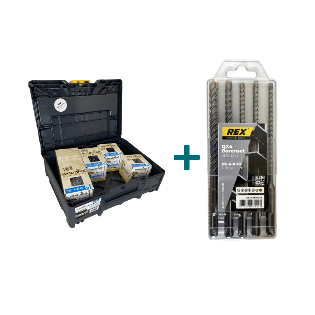 Complete Woodies & REX Klusset – 1600 schroeven in Systainer3 + 5-delige betonborenset