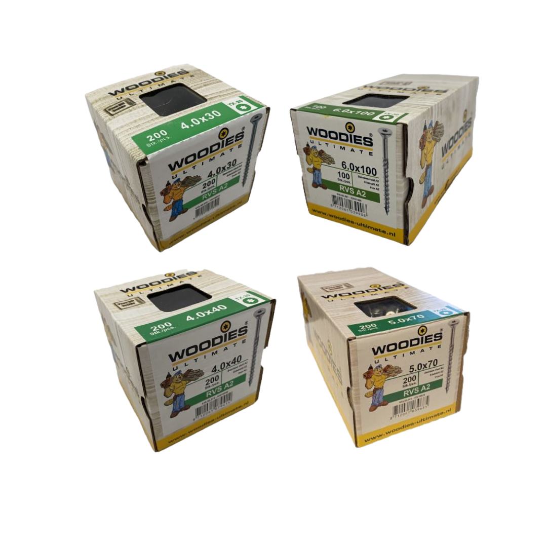 Woodies Ultimate RVS Schroevenset – complete set voor diverse klussen